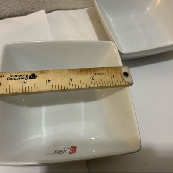 [3] Over and Back “Maison " WHITE PORCELAIN 8” SQUARE BOWLS  EUC A20 - Picture 6 of 7